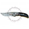  KUKRI COMPACT RECURVED EDGE DAMASCUS STEEL FOLDER KNIFE